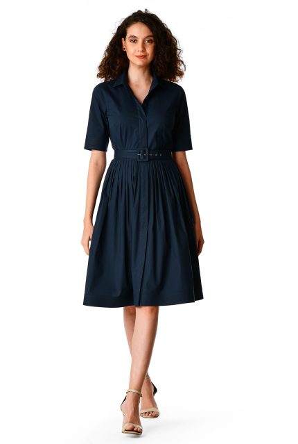 Cotton Poplin Belted Shirtdress