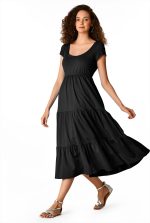 Cotton Knit Empire Tiered Dress