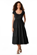 Cotton Knit Empire Tiered Dress