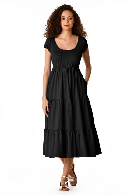 Cotton Knit Empire Tiered Dress