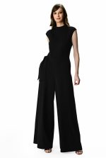 Asymmetric Sash-Tie Cotton Jersey Palazzo Jumpsuit | Wide-Leg Soft-Drape One-Piece - Image 2