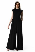 Asymmetric Sash-Tie Cotton Jersey Palazzo Jumpsuit | Wide-Leg Soft-Drape One-Piece - Image 3