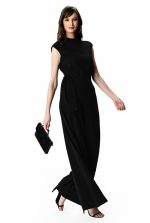 Asymmetric Sash-Tie Cotton Jersey Palazzo Jumpsuit | Wide-Leg Soft-Drape One-Piece