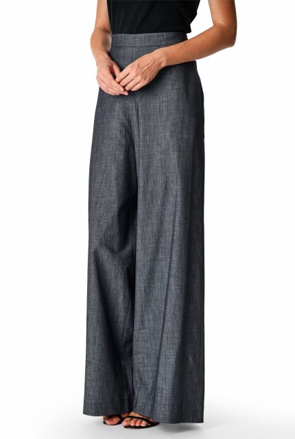 Cotton Chambray Palazzo Pants
