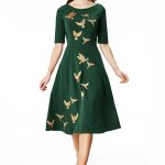 Bird Embroidery Cotton Jersey Dress