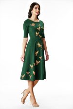 Bird Embroidery Cotton Jersey Dress