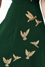 Bird Embroidery Cotton Jersey Dress