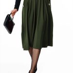 Cotton Jersey Box-Pleat Skirt