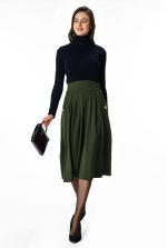 Cotton Jersey Box-Pleat Skirt