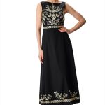 Floral Vine Embroidery Cotton Poplin Maxi Dress