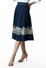 Cord Embroidery Cotton Poplin Full Skirt