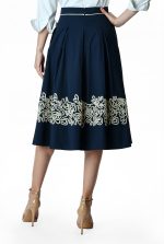 Cord Embroidery Cotton Poplin Full Skirt