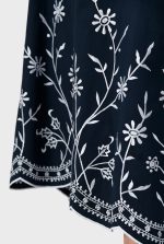 Floral Scallop High-Low Cotton Poplin Skirt