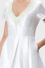 Pearl Bead Embroidery Dupioni Maxi Dress