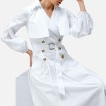 Drop Waist Cotton Poplin Trench Dress