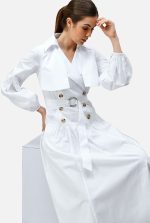 Drop Waist Cotton Poplin Trench Dress