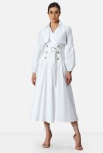 Drop Waist Cotton Poplin Trench Dress