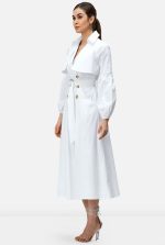 Drop Waist Cotton Poplin Trench Dress