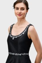 Floral Embroidery Dupioni A-Line Dress