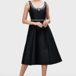 Floral Embroidery Dupioni A-Line Dress