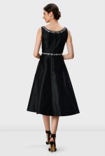 Floral Embroidery Dupioni A-Line Dress