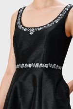 Floral Embroidery Dupioni A-Line Dress