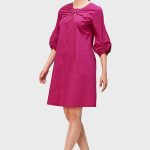 Bow-Tie Front Cotton Poplin Shift Dress | Short-Sleeve Mini Dress in Crisp Poplin