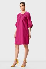 Bow-Tie Front Cotton Poplin Shift Dress | Short-Sleeve Mini Dress in Crisp Poplin - Image 4