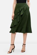 Ruffle Flounce Cotton Jersey Skirt