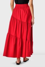 Asymmetric Tier Cotton Poplin Maxi Skirt