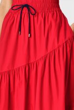 Asymmetric Tier Cotton Poplin Maxi Skirt