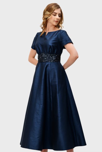 Sequin Embroidery Dupioni Dress