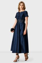 Sequin Embroidery Dupioni Dress