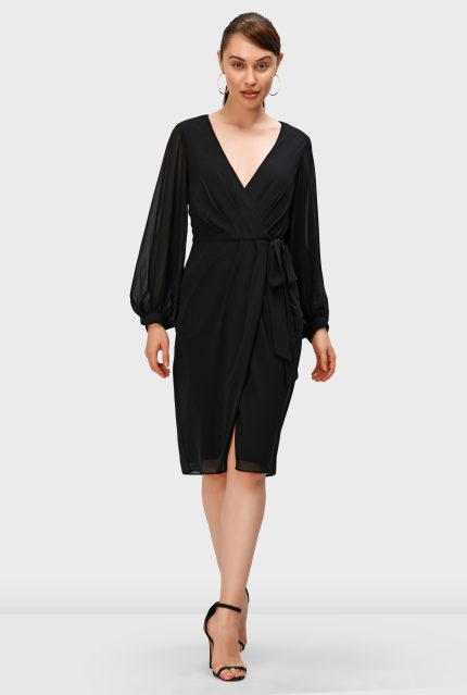 Sheer Chiffon Wrap Dress