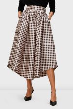 Check Print Dupioni High-Low Full Skirt