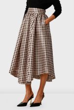 Check Print Dupioni High-Low Full Skirt