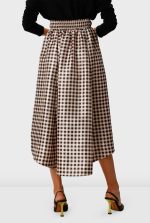 Check Print Dupioni High-Low Full Skirt