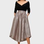 Check Print Dupioni High-Low Full Skirt