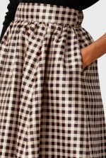 Check Print Dupioni High-Low Full Skirt