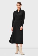 Cotton Knit Midi Wrap Dress