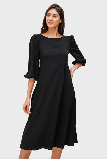 Empire Waist Crepe A-Line Dress