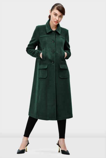 Melton-Look Long Coat