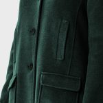 Melton-Look Long Coat | Green Woolly-Texture Tailored Outerwear