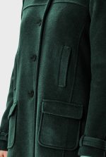 Melton-Look Long Coat | Green Woolly-Texture Tailored Outerwear