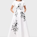 Floral Embroidery Dupioni Maxi Dress