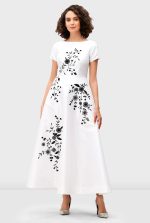 Floral Embroidery Dupioni Maxi Dress