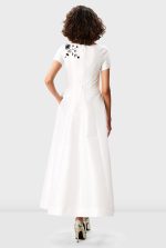 Floral Embroidery Dupioni Maxi Dress