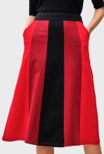 Linear Color Block Cotton Jersey Skirt