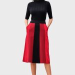 Linear Color Block Cotton Jersey Skirt