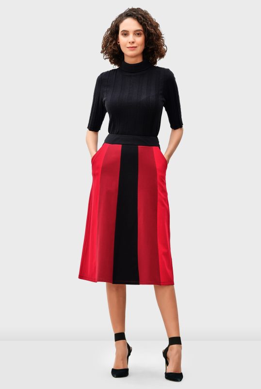 Linear Color Block Cotton Jersey Skirt